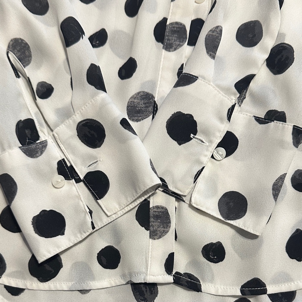 Worthington White Button-Down Shirt with Black Polka Dots - Picture 3 of 4
